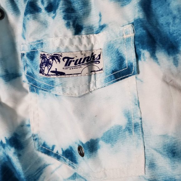Trunks Surf & Swim Co. Sano Short Blue Tie Dye Print Swim Trunks, M - Picture 5 of 6
